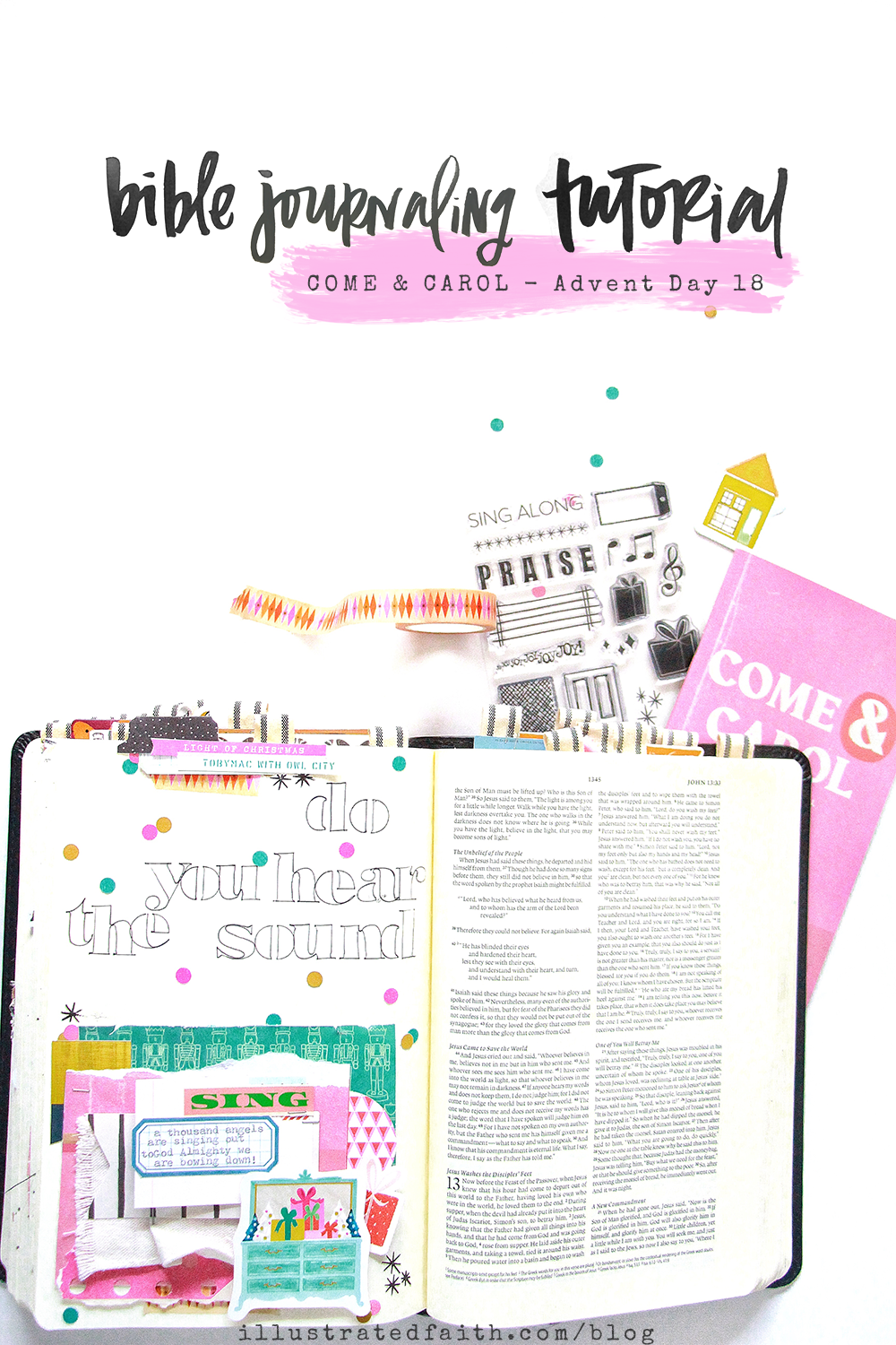 Come and Carol Advent Bible Journaling by Bekah Lynn aka SimplyBekah | Day 18 | Do You Hear The Sound