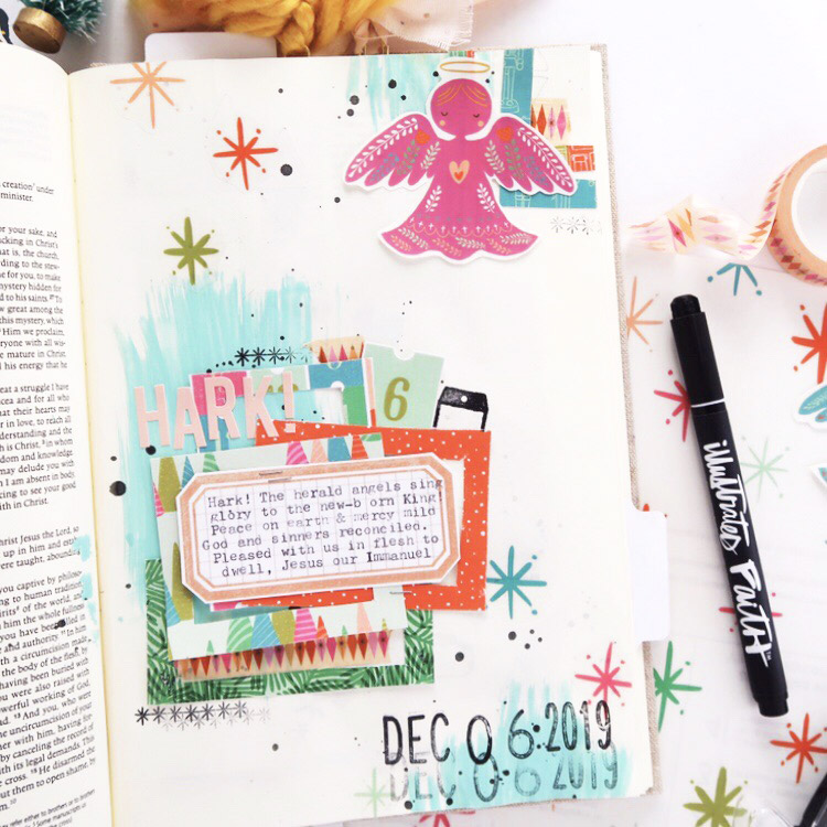Bible Journaling Process Video by Jillian aka Hello Jillsky using digital printables | Print and Pray Advent Mash-Up | Colossians 1:19-21