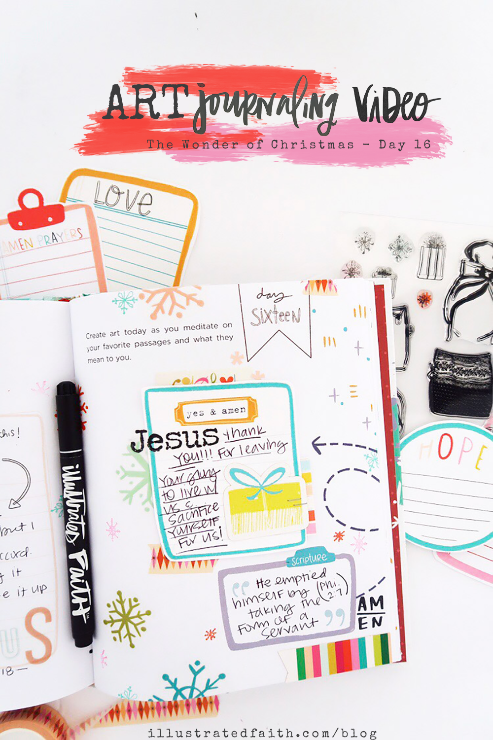 Wonder of Christmas Advent Journaling Process Video - Day 16 by Jillian aka Hello Jillsky