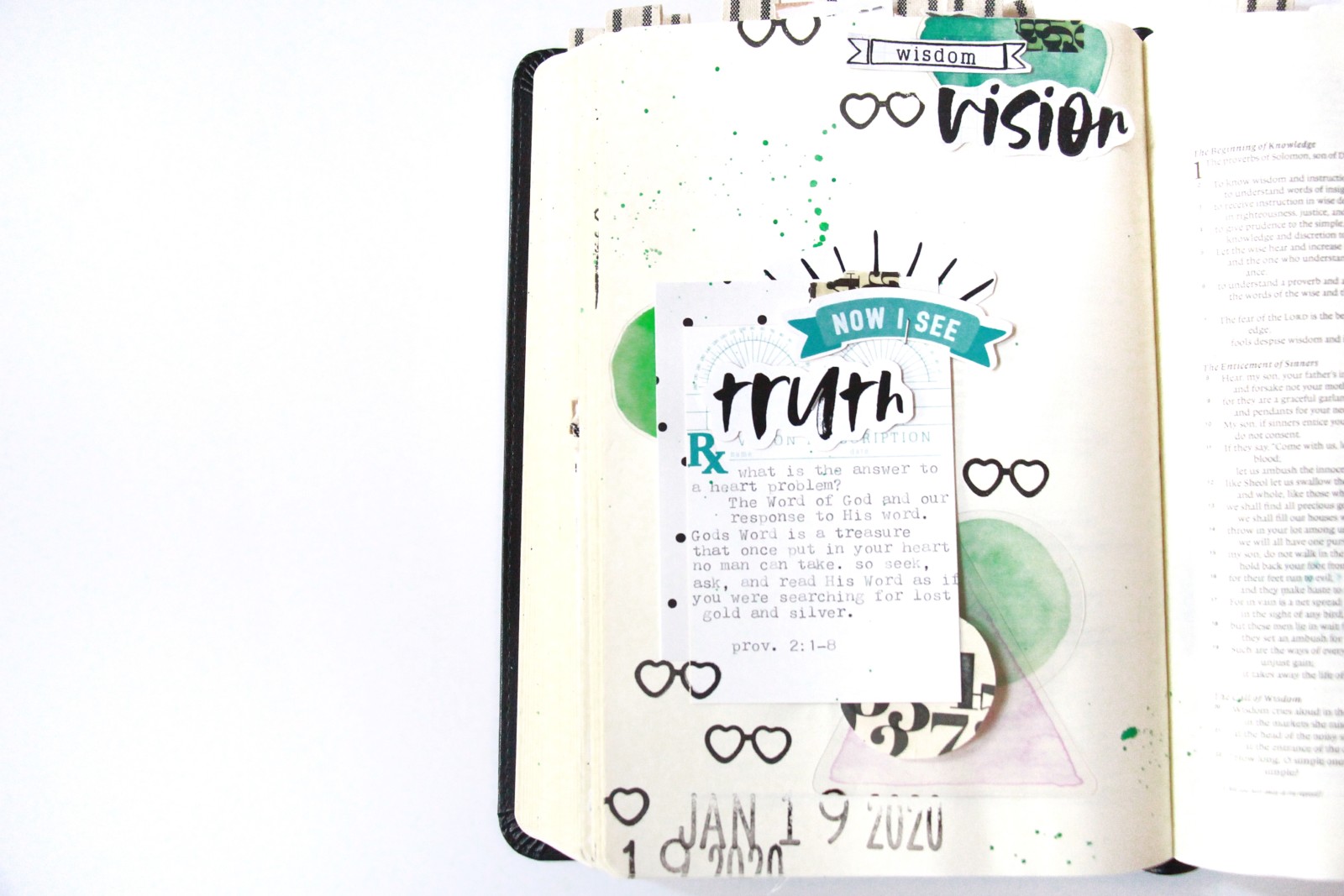 Bible Journaling by Bekah Lynn | Wisdom Vision | 2020 Vision Kit | Proverbs 2:1-8