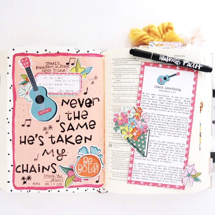 Bible Journaling Process Video by Jillian aka Hello Jillsky using digital printables | A New Song | Psalm 40:3